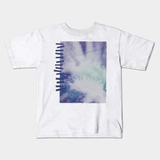 Abstract Watercolor Illustration With Geometric Hatch Marks - Slate Blue Kids T-Shirt